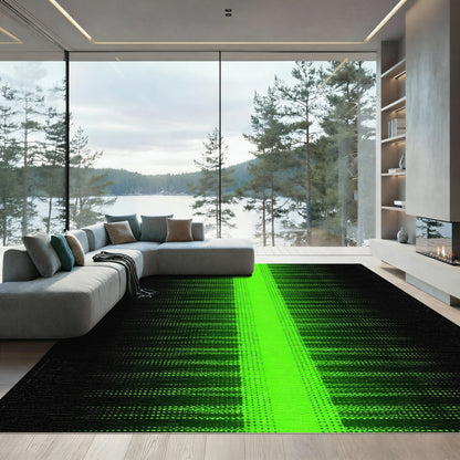Radiant Neon Green Abstract Stripe Rug