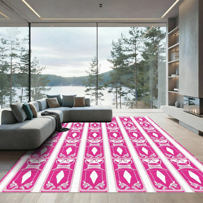 Hot Pink Vertical Ornamental Diamond Rug