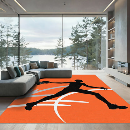 Black Dunker Orange Swoosh Rug