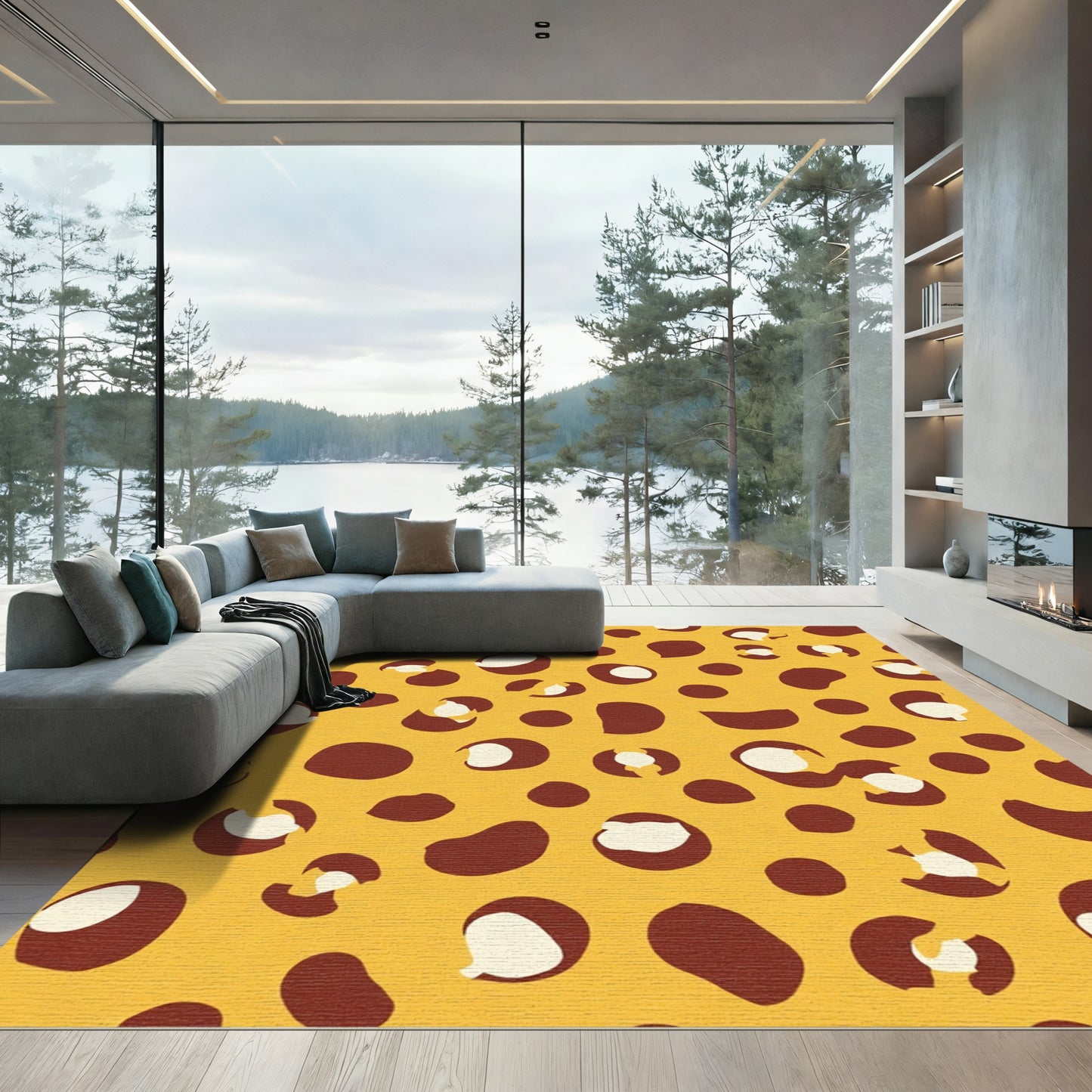 Amber Brown Spots Scattered Rug