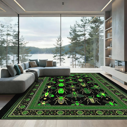 Emerald Green Bug Collection Rug