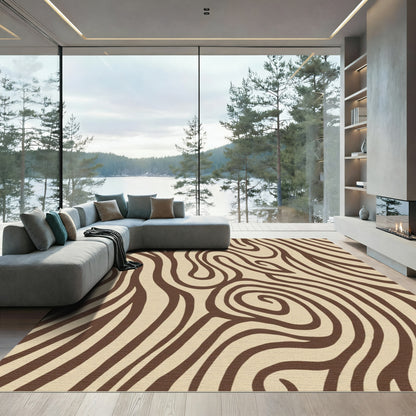 Brown Cream Organic Swirl Rug