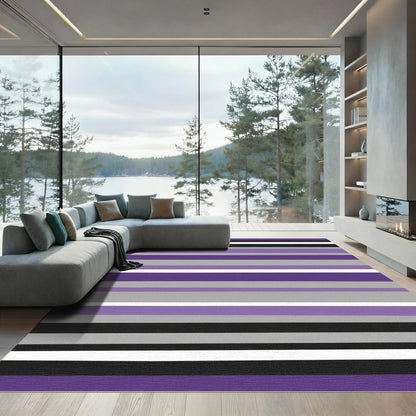 Purple Lavender Gray Black Stripe Rug