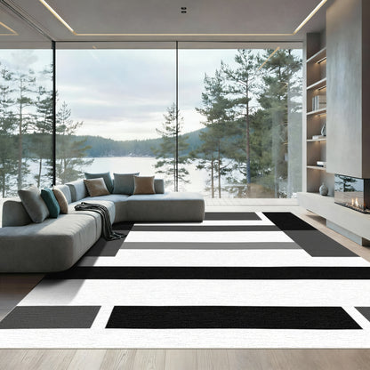 Monochrome Horizontal Stripe Composition Rug