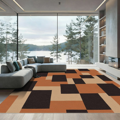 Terracotta Chocolate Block Composition Rug