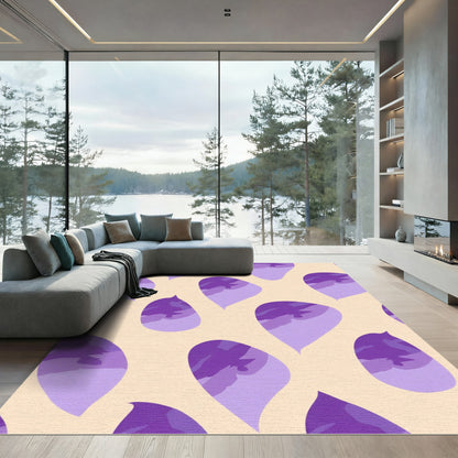 Abstract Purple Organic Leaf Shape Rug