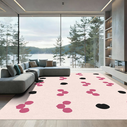 Pink Black Cluster Dot Arrangement Rug