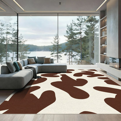 Brown Cream Abstract Blob Rug