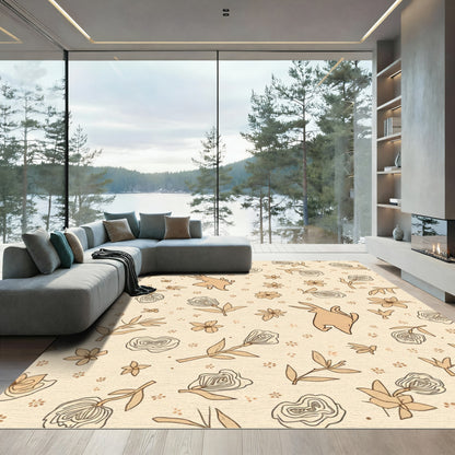 Delicate Brown Bunny Floral Vine Rug