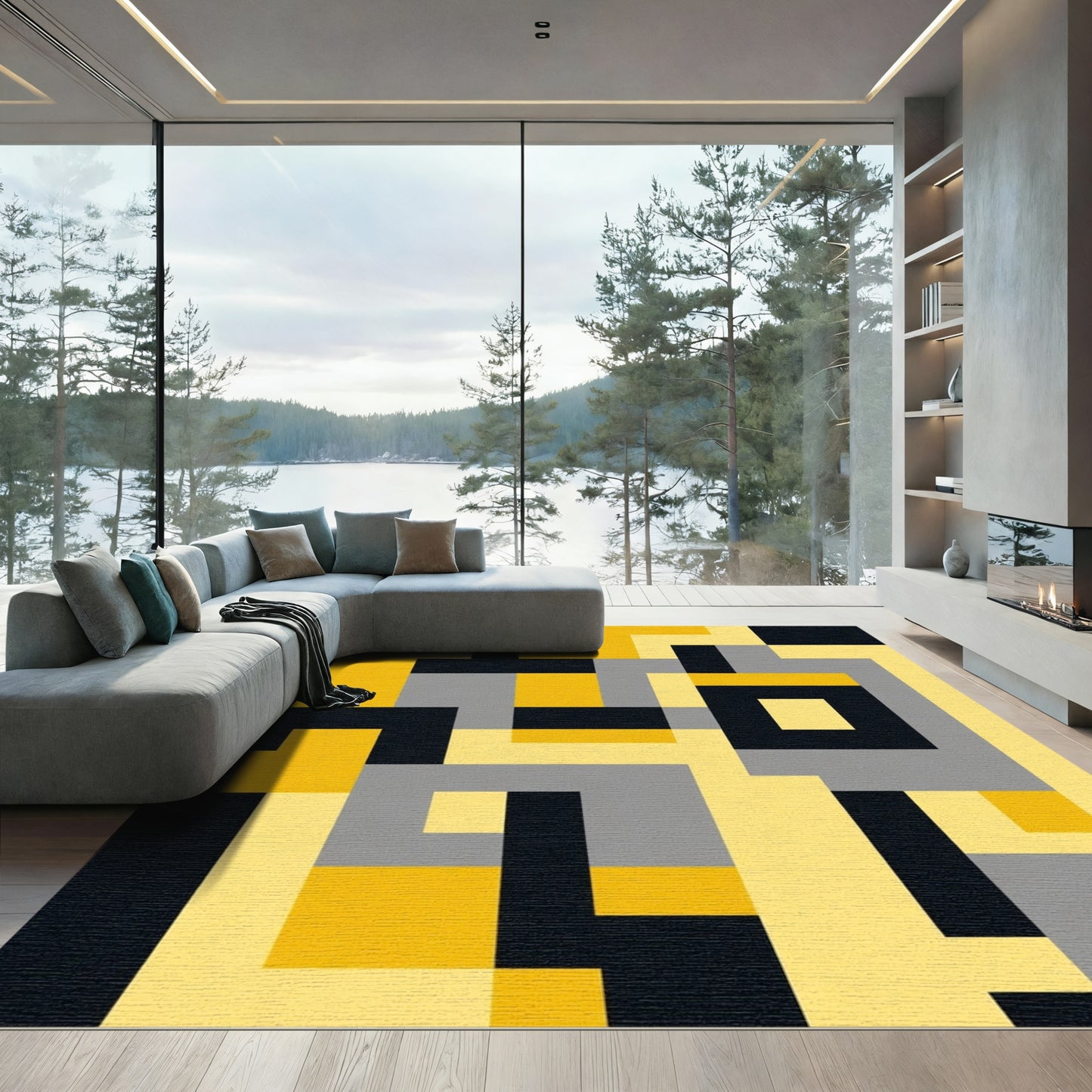 Modern Abstract Geometric Layout Rug