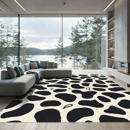 Black White Dalmatian Spots Rug