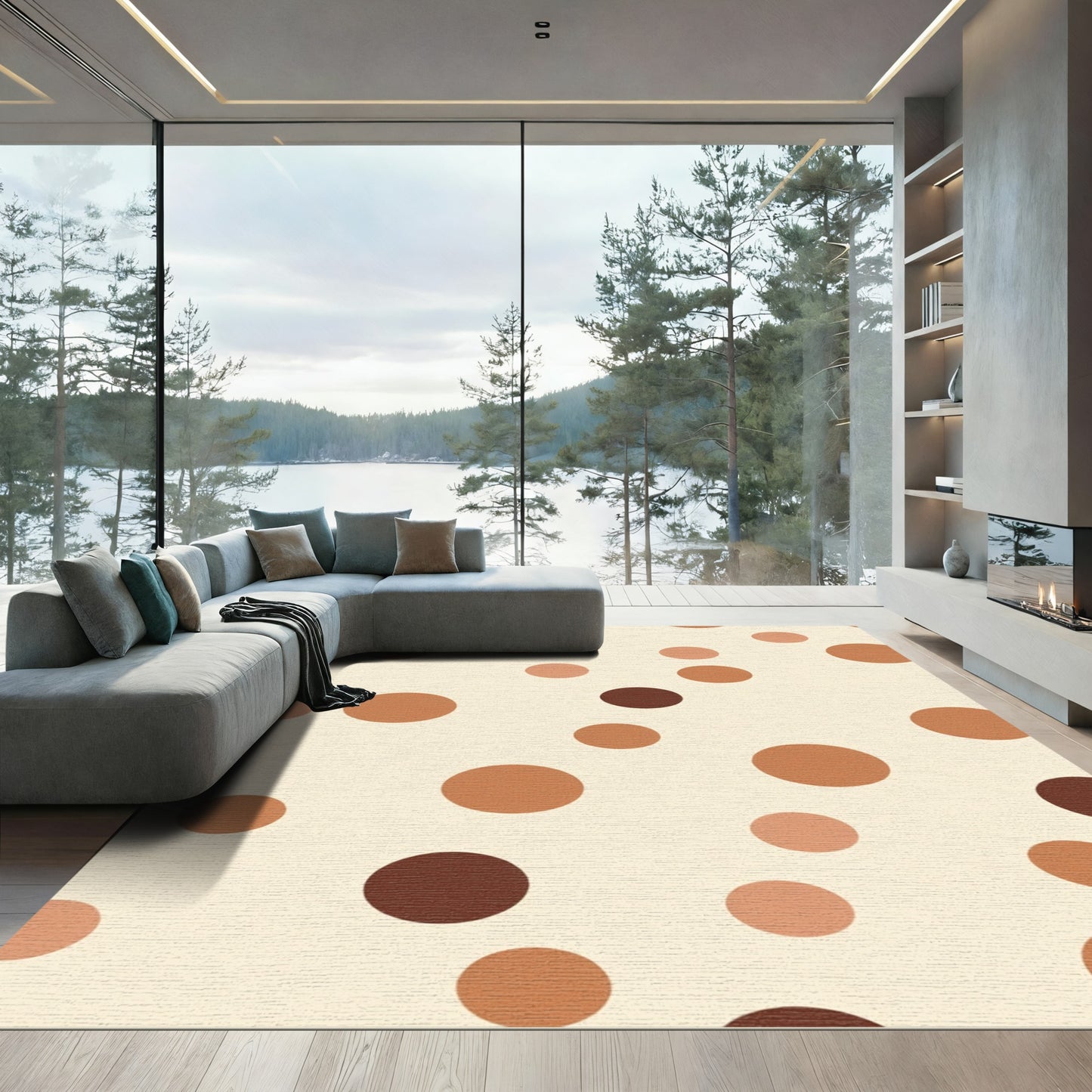 Earthy Speckled Circles Rug