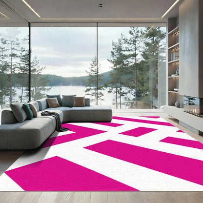 Bright Pink Geometric Angles Rug