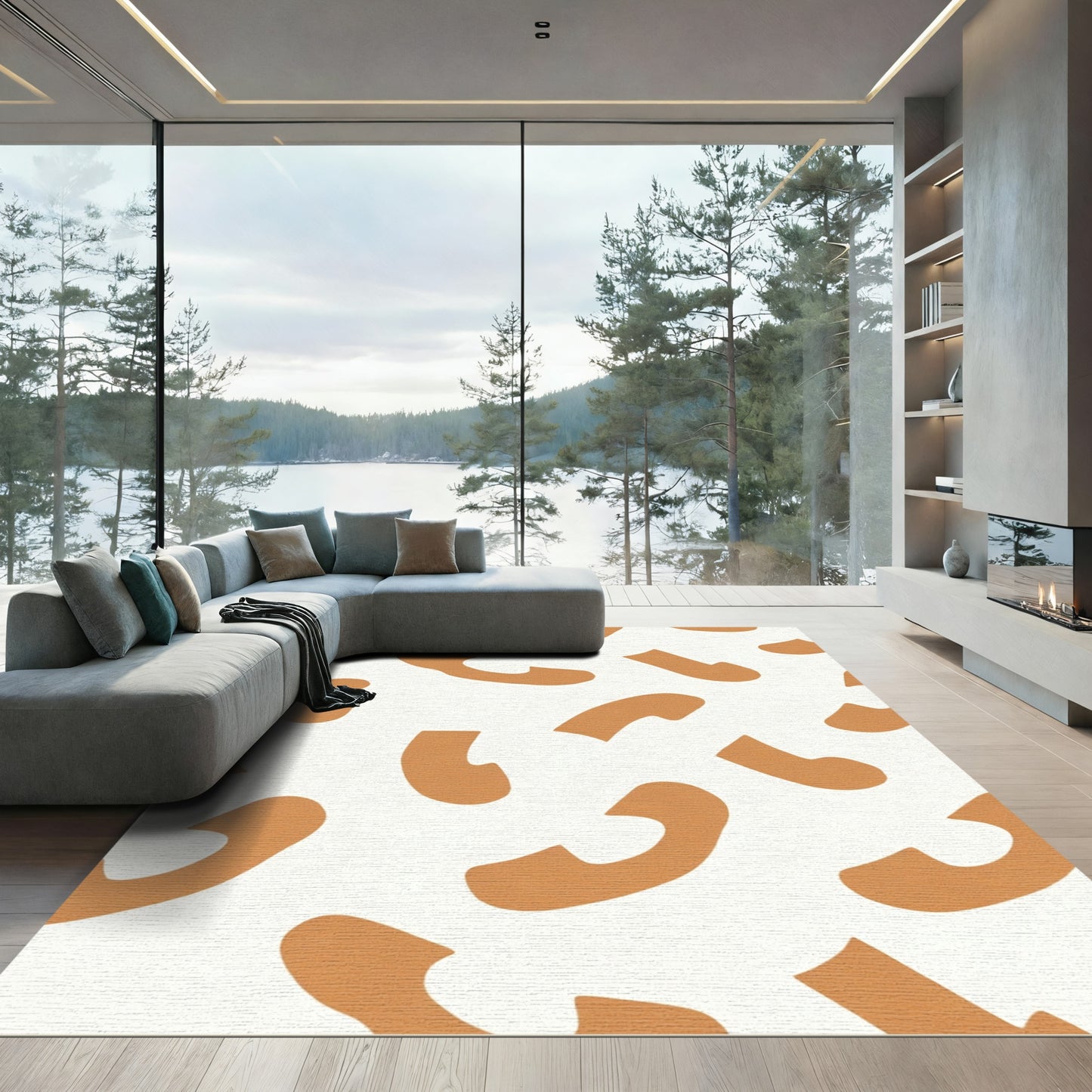 Burnt Orange Abstract Lumps Rug