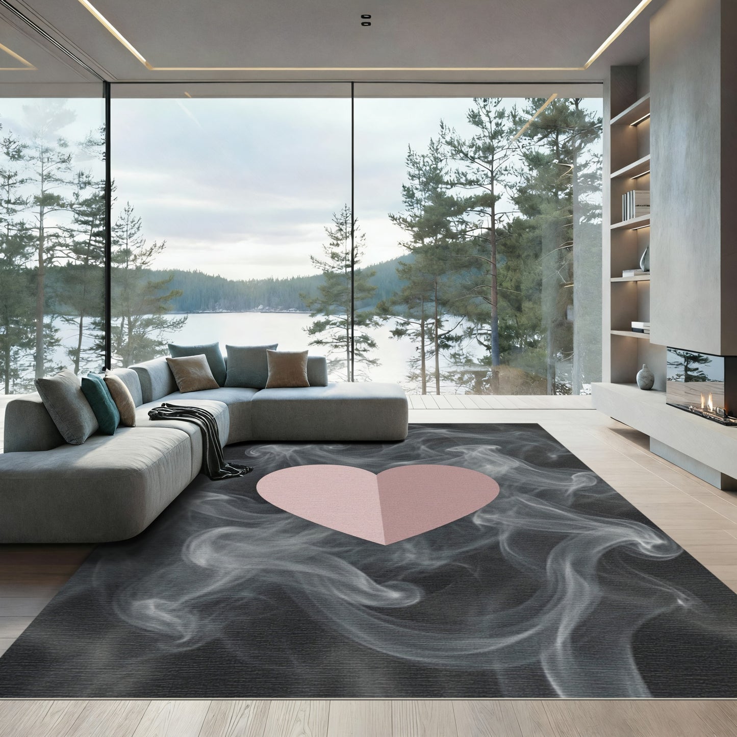 Pink Heart Smoke Swirl Rug