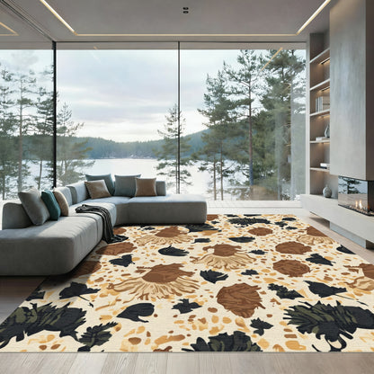 Earthy Abstract Floral Terrazzo Rug