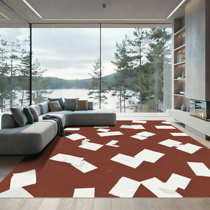 Brown Background White Paper Confetti Rug