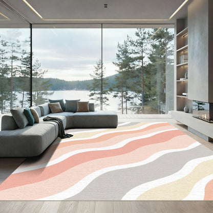Soft Pastel Wavy Diagonal Lines Rug