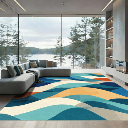 Abstract Ocean Wave Modern Rug