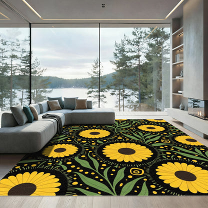 Bold Yellow Sunflower Garden Rug