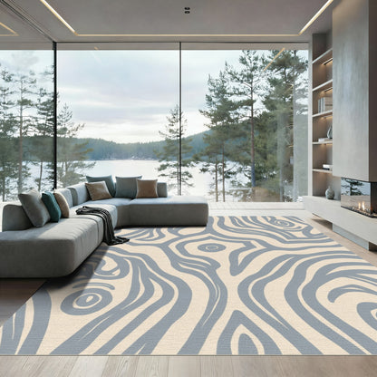 Soft Blue Swirl Organic Abstraction Rug