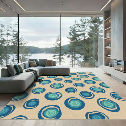 Teal Blue Scattered Puddles Rug