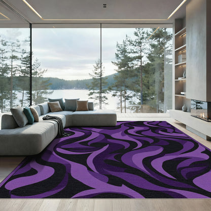 Dark Purple Flow Abstract Swirl Rug