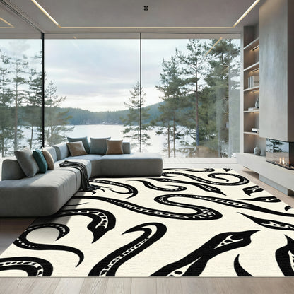 Black Ivory Serpent Swirl Rug