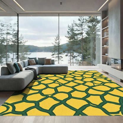 Ornate Yellow Green Giraffe Texture Rug