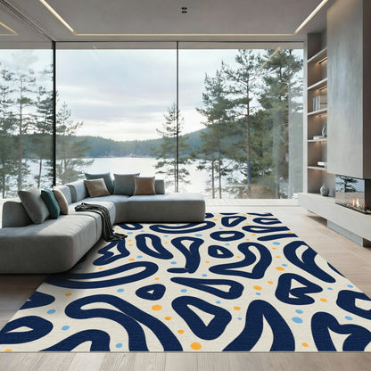 Navy Blue Organic Dot Scatter Rug
