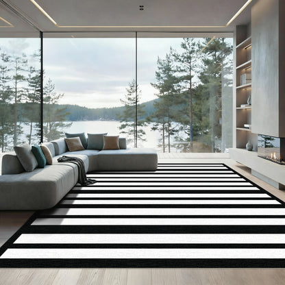 Bold Black and White Stripe Area Rug