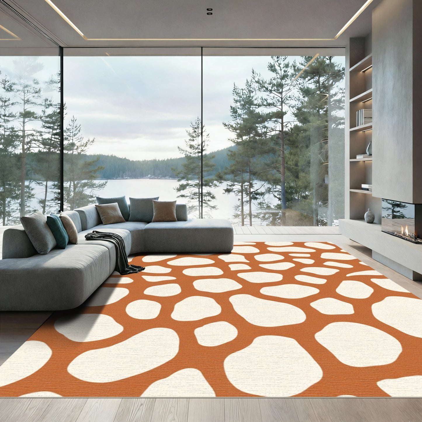 Terracotta Cream Organic Spots Rug