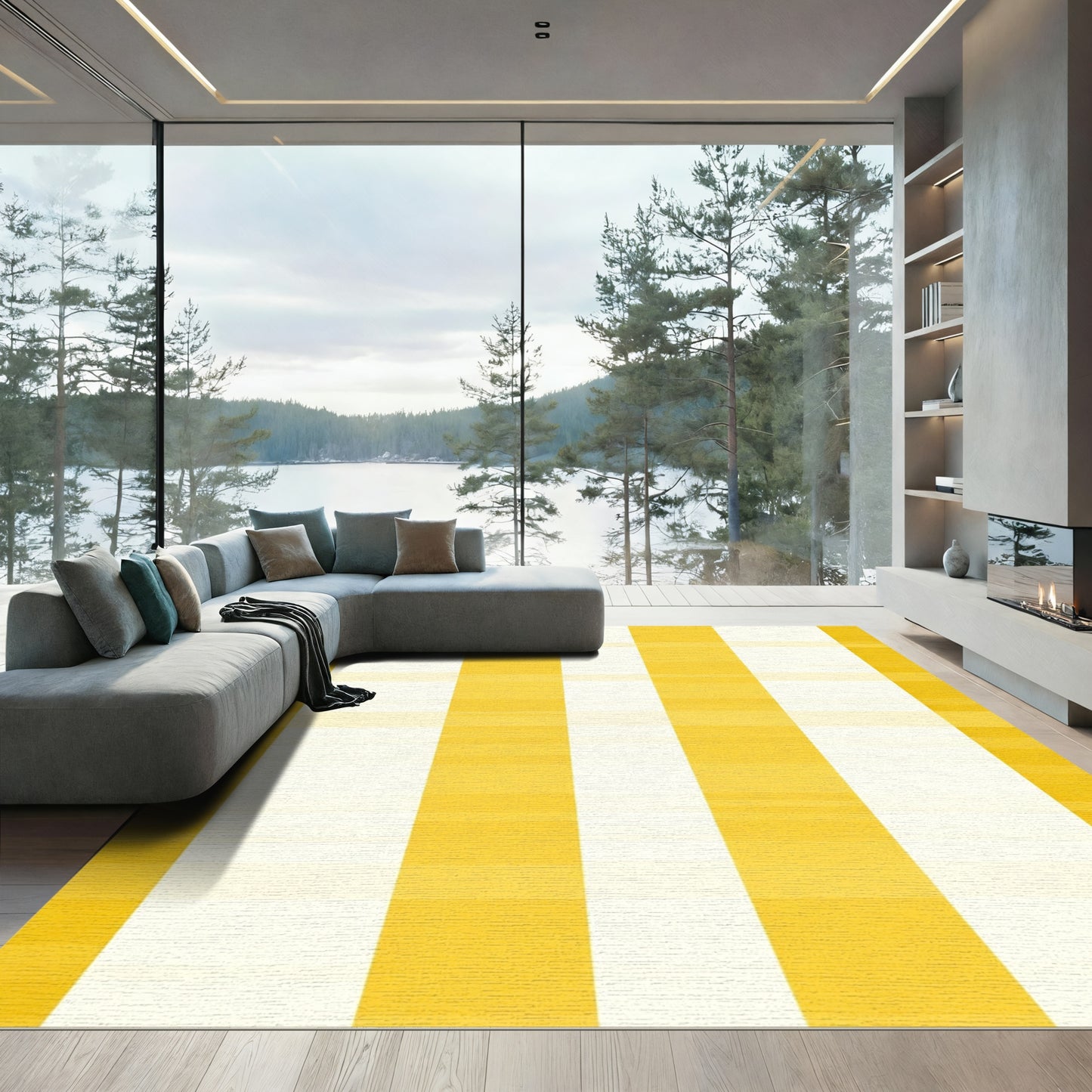 Golden Yellow Bold Stripe Rug