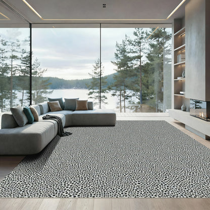 Modern Black White Pebble Scatter Rug