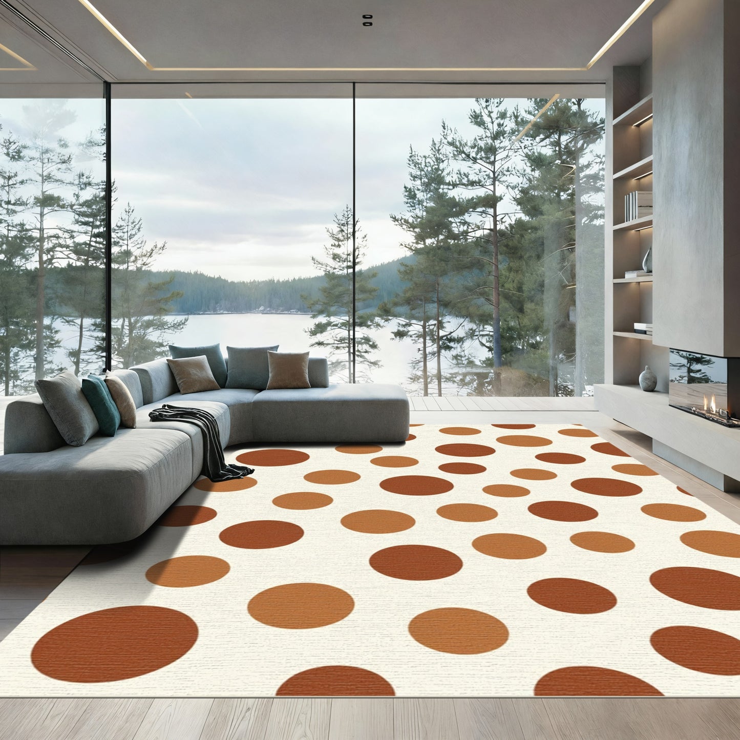 Earthy Tones Polka Dot Scatter Rug