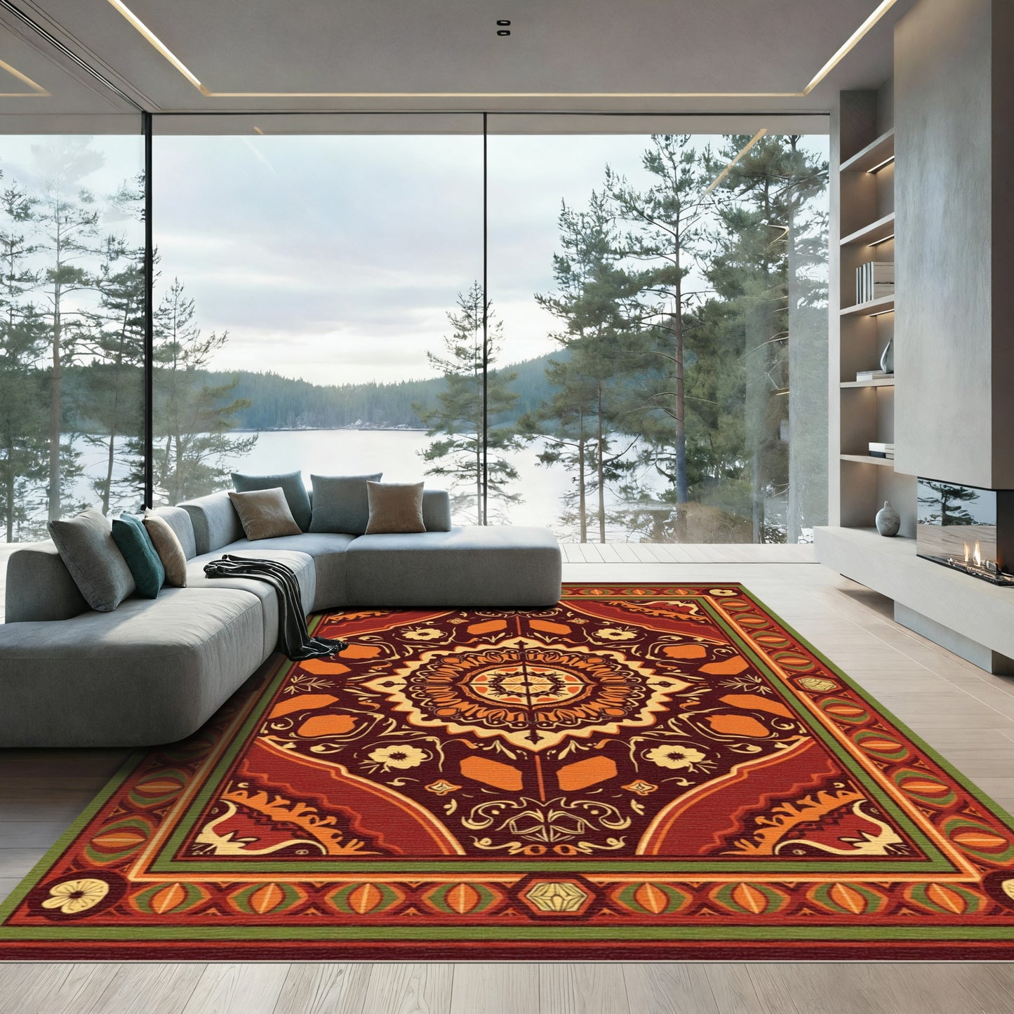 Rich Autumnal Medallion Geometric Rug