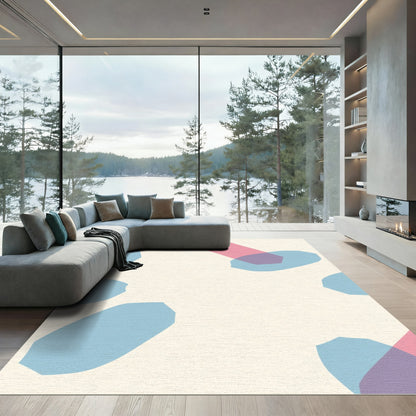 Soft Pink Blue Abstract Shape Rug