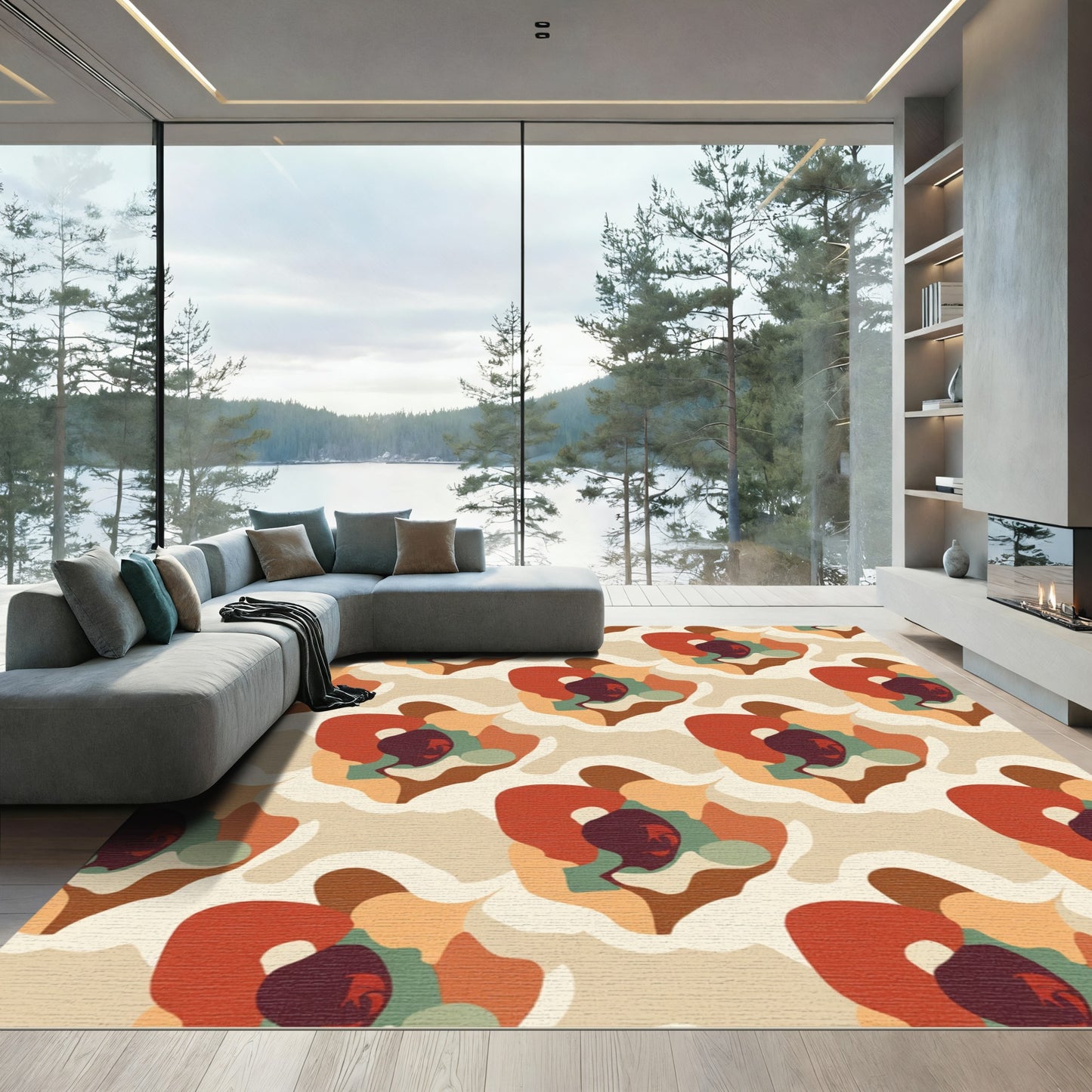 Earthy Abstract Blobs Organic Rug