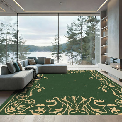 Golden Vine Flourish Emerald Frame Rug