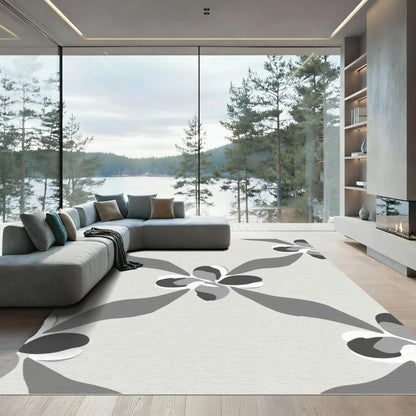 Monochromatic Floral Diamond Arrangement Rug