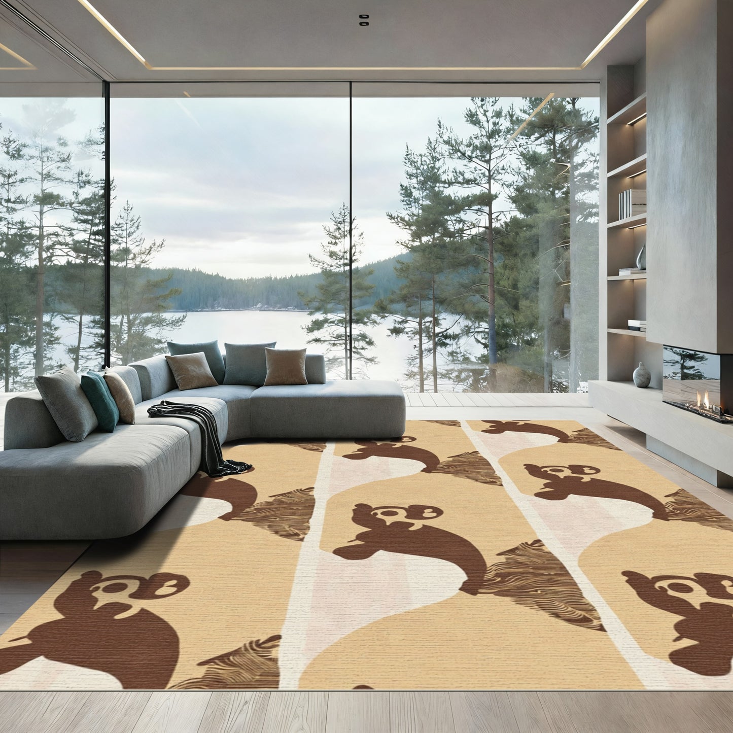 Brown And Beige Abstract Animal Repeat Rug