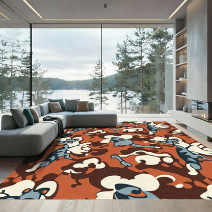 Abstract Camouflage Orange Animal Shapes Rug