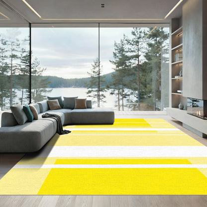 Bright Yellow Horizontal Stripe Rug