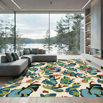 Abstract Blue Green Organic Shapes Rug
