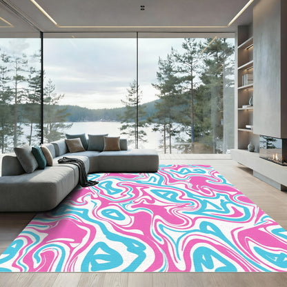 Vivid Pink Turquoise Swirls Rug