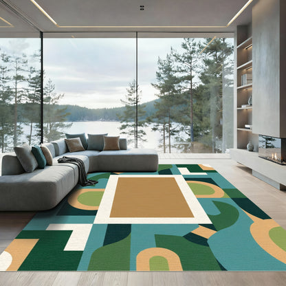 Abstract Geometric Circles And Squares Rug