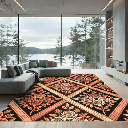 Vintage Rose Trellis Medallion Rug