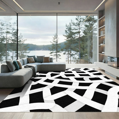 Monochromatic Abstract Intertwined Ribbon Rug