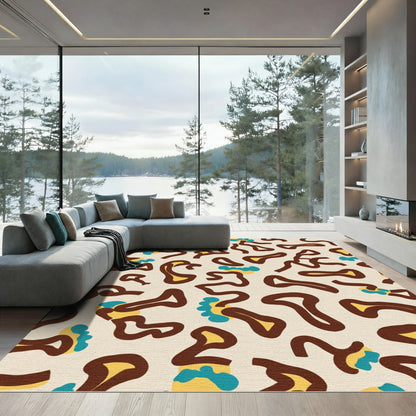 Brown Yellow Blue Organic Flow Rug