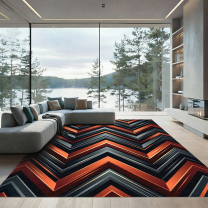 Bold Orange Chevron Stripes Rug